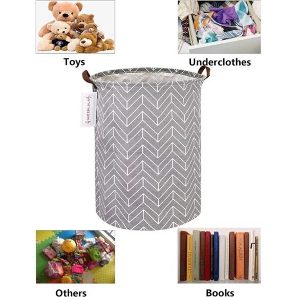 Large Storage Basket,Laundry Hamper/Bathroom/Home Decor/Collapsible Round Bin - Picture 3 of 8